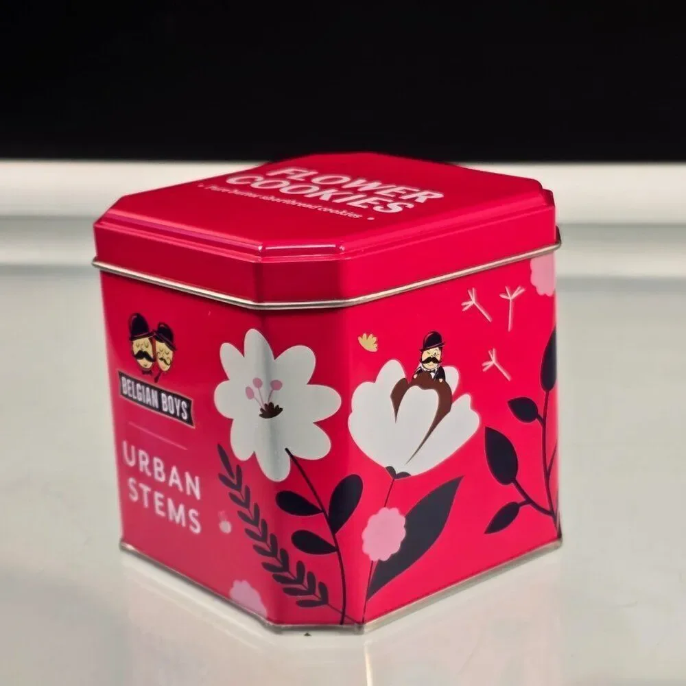 Belgian Boys Empty Tin Flower Cookies Box